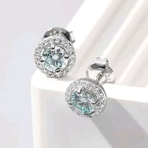 Moissanite Sterling Silver Halo Stud Earrings